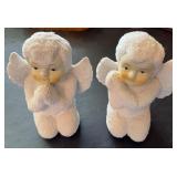 Vintage Bisque Kneeling Angel Snowbaby Figurines