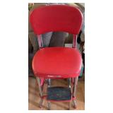 Cosco Red Step Stool Chair w/ Chrome Legs
