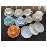 Fire-King and Glasbake Cups & Saucers Set