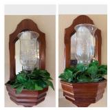 Wood Wall Sconce w/ Glass Hurricane Shade