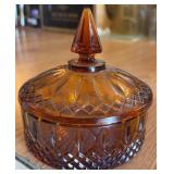 Indiana Glass Princess Pattern Amber Candy Dish