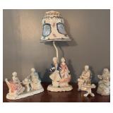 Porcelain Figurines & Table Lamp Group