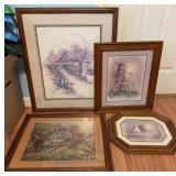 4 Framed Country Scene Prints