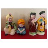 4 Hand-Painted Japanese Figurines