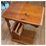 Wood Side Table w/ Magazine Rack