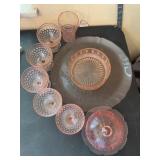Pink Depression Style Glassware Assortment