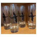 4 Highball Glasses w/ Flying Ducks