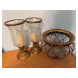 Decorative Brass Candles Holders & Bowl