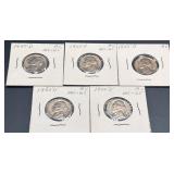 Five 1950's U.S. Nickels