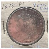 1878-P Morgan Silver Dollar,' 7 Over 8' Tail
