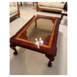 Walnut and Burl Glass-Top Table
