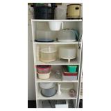 Shelving Unit Contents Including Tupperware