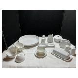 Porcelain Serving Pieces with Gold Trim