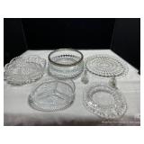 Cut Glass Plates, Pitcher & More