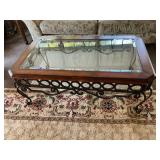 Wood, Iron, and Glass Center Table