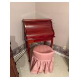 Cherry Ladies Roll-Top Desk with Stool
