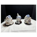 3 Porcelain Clowns