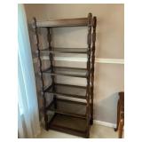Pecan 4-Shelf Stand with Glass Inserts