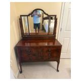 Burl Walnut Dresser with Mirror