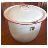 White Enamel Pot with Lid