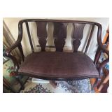 Mahogany Finish Settee, 42 Wide