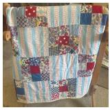 Handmade Patchwork Quilt with Strip Design