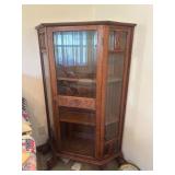Antique Wooden Corner Curio or Display Cabinet