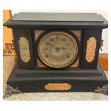 Seth Thomas Black Mantel Clock with Brass Dial