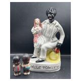 Uncle Tom & Eva Theme Figurine & Two Sm. Figurines