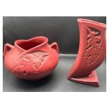 Roseville Pottery Silhouette Red Vases