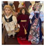 Trio of Collectible Porcelain Dolls