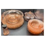 Pink Depression Glassware Set