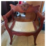 Wooden Accent Chair With Laurel Motif