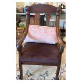 Wooden Armchair With Upholstered Seat