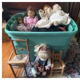 Dolls and Wooden Chairs