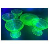 Green Uranium Depression Glass Dish Set