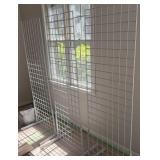 3 White Metal Grid Panels w/ Baskets