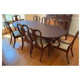 Mahogany Dining Table w/ 8 Upholstered Chairs