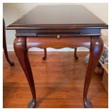Queen Anne Style Mahogany End Table w/ Drawer