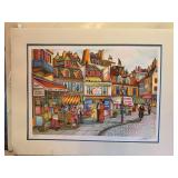 Hand-Signed Parisian Street Scene Print