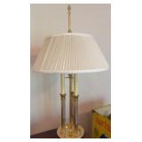 Vintage Brass Bouillotte Table Lamp w/Cream Shade
