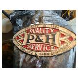 Quality P&H Service Cast Iron Sign