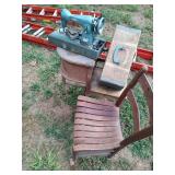 Old Telephone Table, Chair, Sewing Machine
