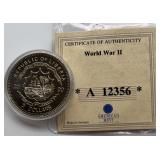 Liberia Pearl Harbor 5 Dollar Coin w/ COA