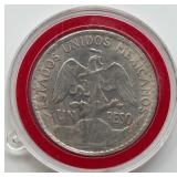 Mexico 1910 Un Peso Silver Coin