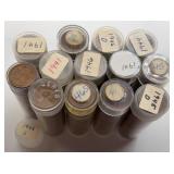 13pc U.S. Wheat Cent Coin Rolls - Mixed Years