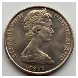 1971 New Zealand 50 Cent Coin w/ Endeavour