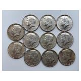 11pc 1968 Kennedy Half Dollar Coins - 40% Silver