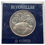 1974 Seychelles 10 Rupees Silver Coin