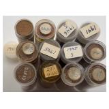 12pc Rolls of Lincoln Wheat Cents - Various Years